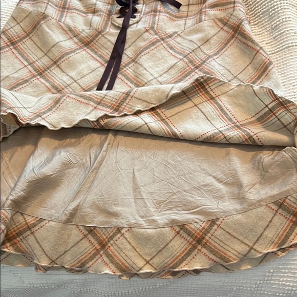 Plaid Tan Skirt with Lace-Up Detail - Picture 2 of 6